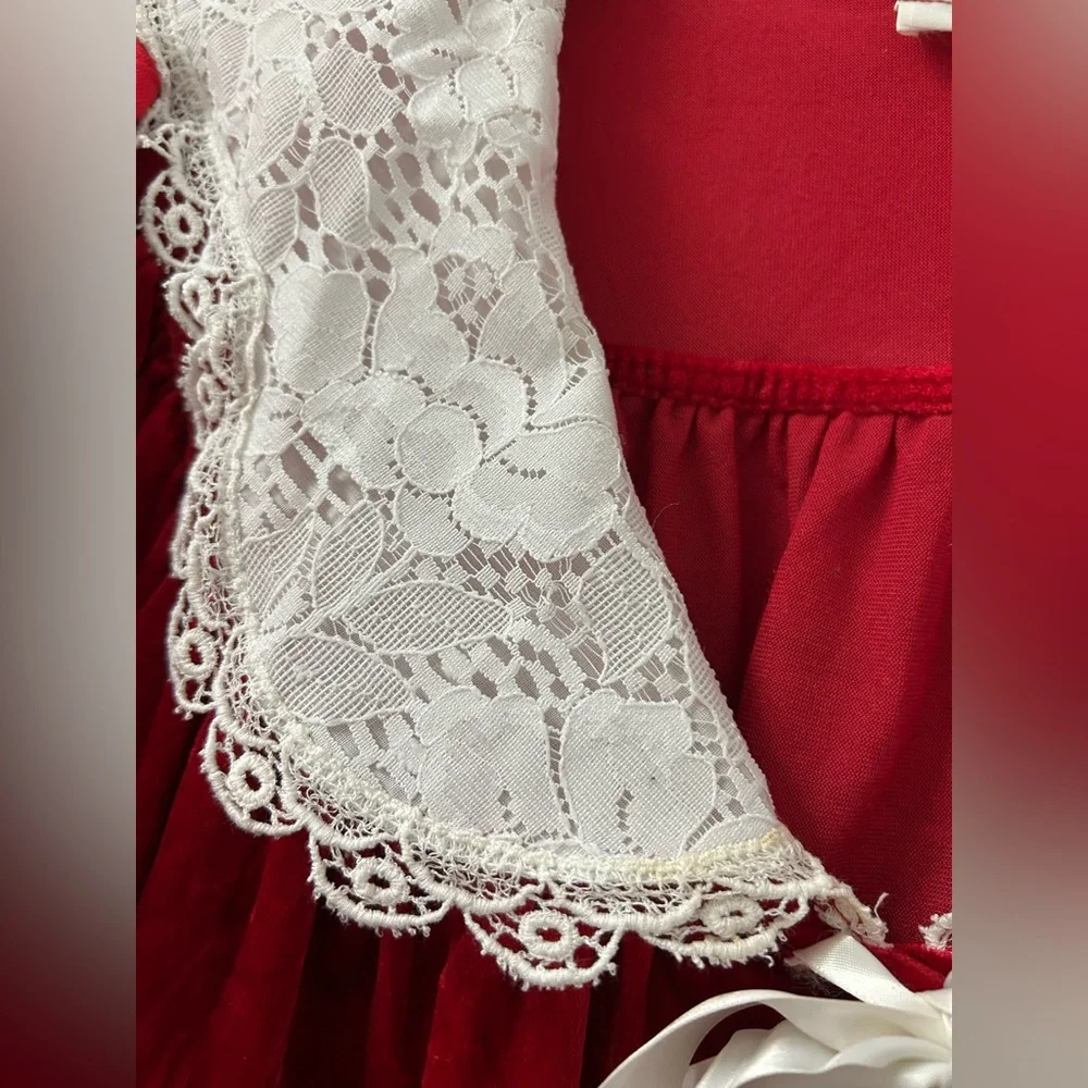 Vintage Komar SZ L Velvet Lace Bow Red - Picture 4 of 12